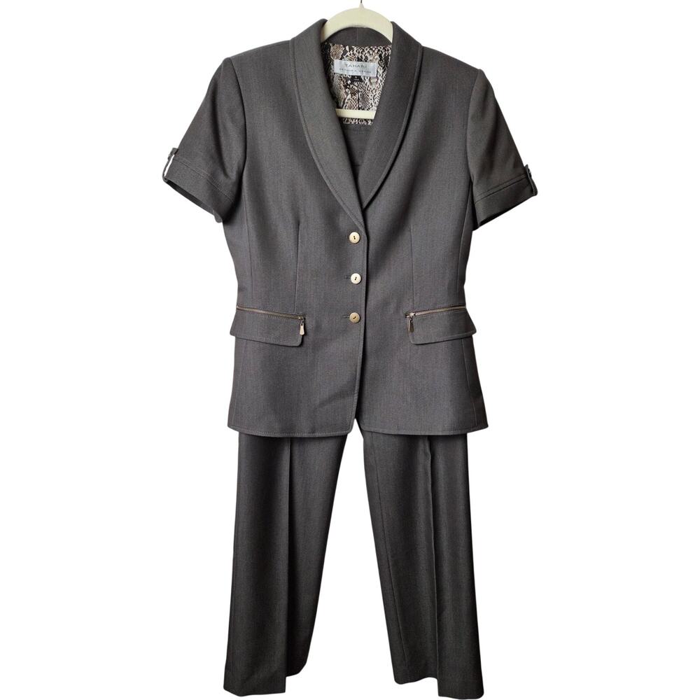 Tahari Gray 2-piece Pant Suit